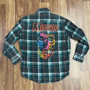 The Misfits Skull Logo Print Vintage Cotton Flannel punk Band Shirt size M / L